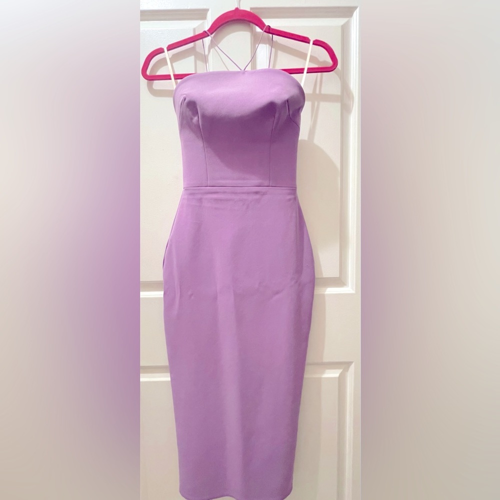 New w./tags Alex Perry Aveline Lilac Stretch Halter Dress